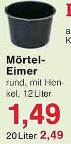 Mörtel-Eimer rund, mit Henkel, 12 Liter
