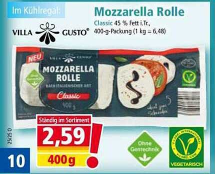 Mozzarella Rolle 400 g von Villa Gusto