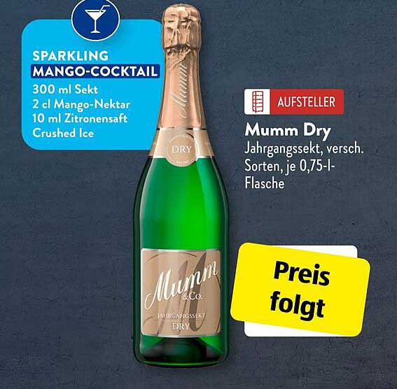 Mumm Dry Jahrgangssektt, versch. Sorten, je 0,75-l-Flasche