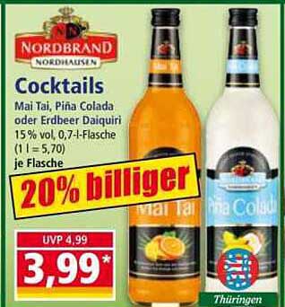 Nordbrand Cocktails - Mai Tai, Piña Colada oder Erdbeer Daiquiri 0,7L