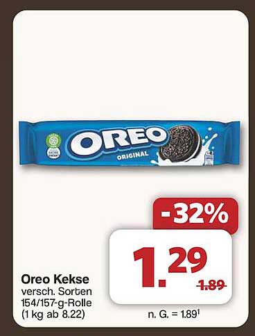Oreo Kekse, verschiedene Sorten (154/157 g-Rolle)