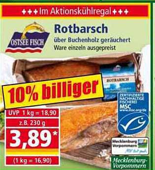 Ostsee Fisch Rotbarsch über Buchenholz geräuchert