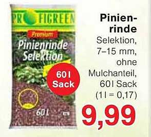 Pinienrinde Selektion, 7-15 mm, ohne Mulchanteil, 60 l Sack