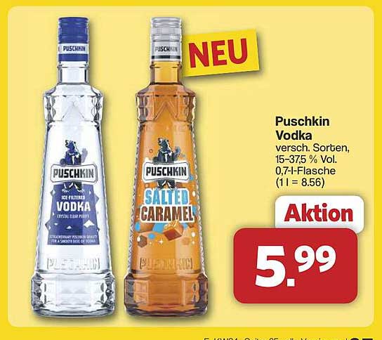 Puschkin Vodka verschiedene Sorten, 0,7-l-Flasche