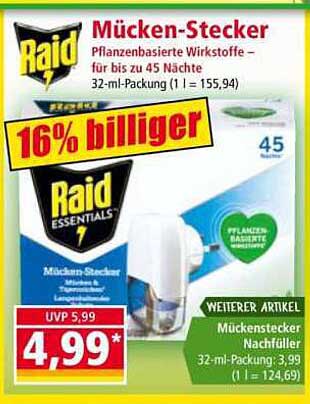 Raid Mücken-Stecker - Pflanzenbasierte Wirkstoffe für bis zu 45 Nächte