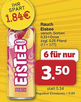 Rauch Eistee 0,33 l - 6 für nur 3,50 €
