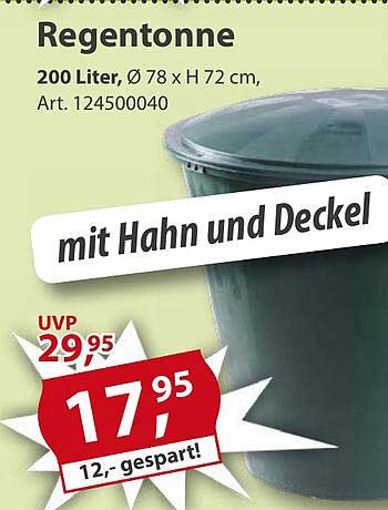 Regentonne mit Hahn und Deckel - 200 Liter