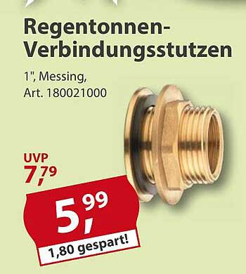 Regentonnen-Verbindungsstutzten 1" aus Messing