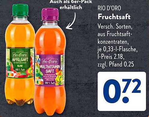 RIO D'ORO Fruchtsaft - Versch. Sorten, je 0,33 l-Flasche