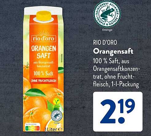 RIO D'ORO Orangensaft 100% Saft, 1-Liter-Packung