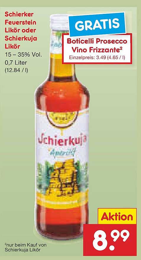 Schierker Feuerstein Likör oder Schierkuja Likör 0,7 Liter