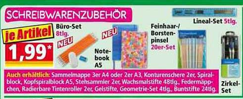 Schreibwaren-Zubehör: Büro-Set, Feinhaar/Borstpinsel und mehr