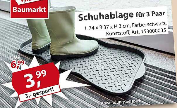 Schuhablage für 3 Paar