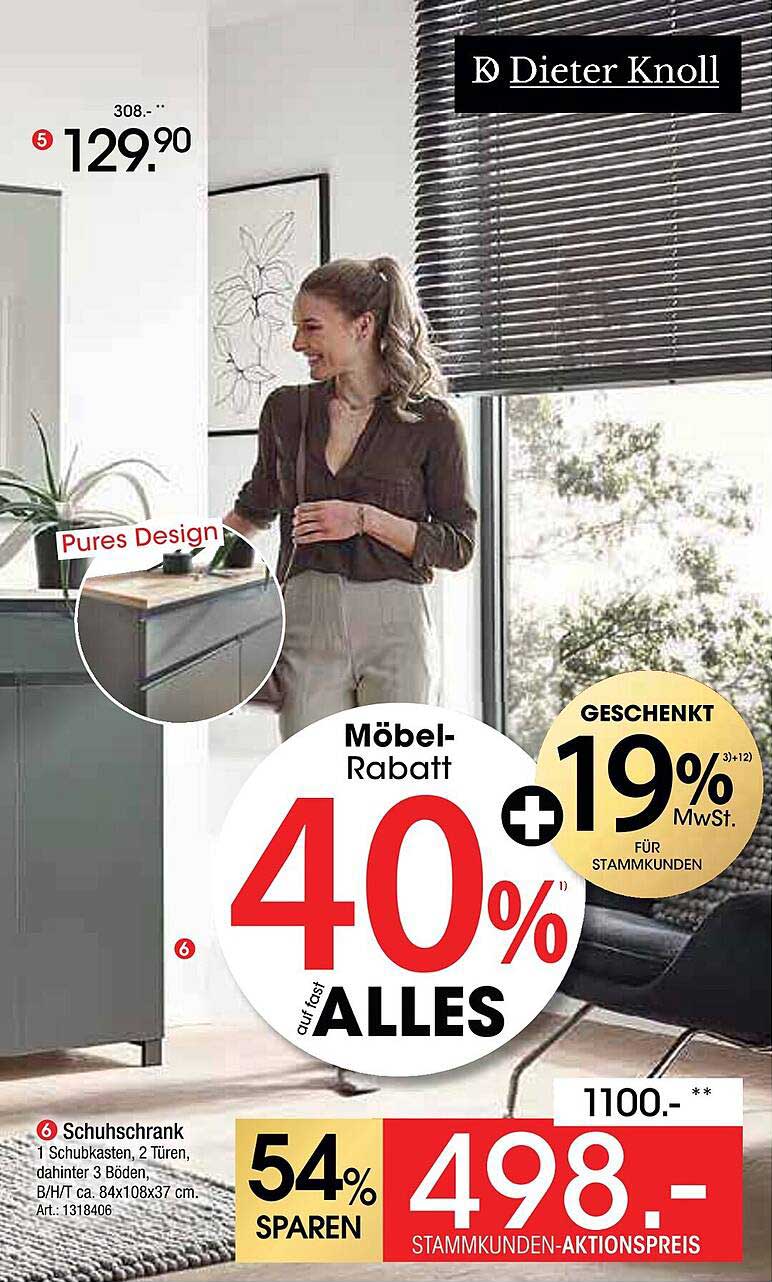 Schuhschrank mit 2 Türen und 1 Schubkasten für nur 498,- EUR statt 1100,- EUR
