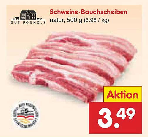 Schweine-Bauchscheiben natur, 500 g