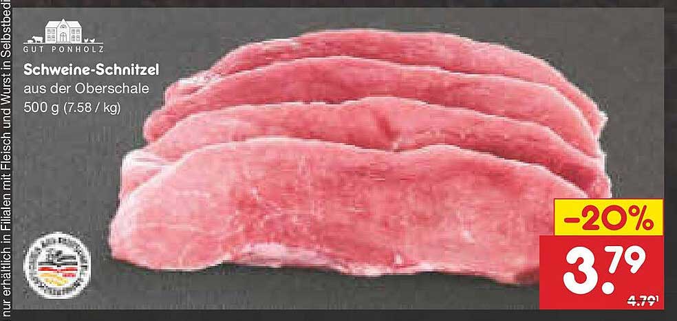 Schweine-Schnitzel aus der Oberschale 500 g