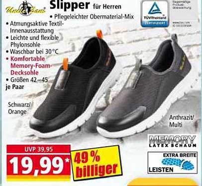 Slipper für Herren - Pflegeleichter Obermaterial-Mix
