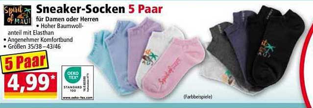 Sneaker-Socken 5 Paar für Damen oder Herren