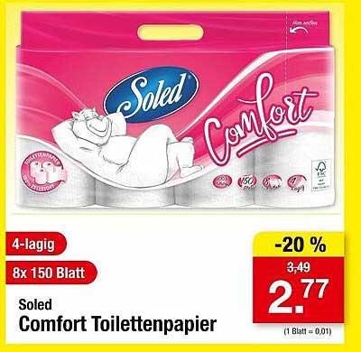 Soled Comfort Toilettenpapier 4-lagig, 8x150 Blatt