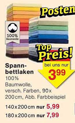 Spannbettlaken 100% Baumwolle in verschiedenen Farben