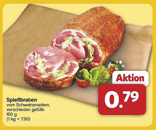 Spießbraten vom Schweinenacken, verschieden gefüllt