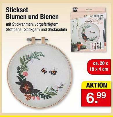 Stickset Blumen und Bienen