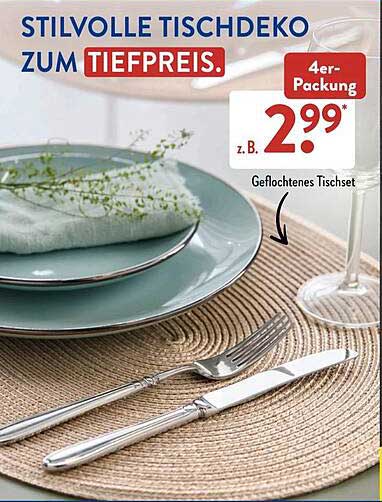 Stilvolle Tischdeko zum Tiefpreis - 4er-Packung geflochtenes Tischset
