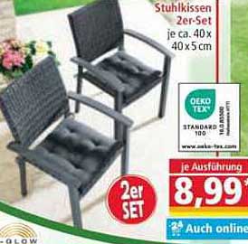 Stuhlkissen 2er-Set je ca. 40 x 40 x 5 cm