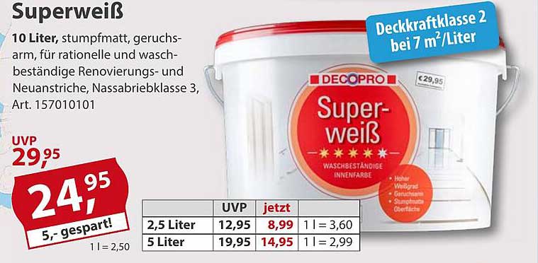 Superweiß Innenfarbe - 10 Liter von DECOPRO