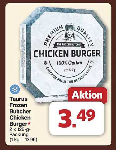 Taurus Frozen Butcher Chicken Burger 2 x 125 g