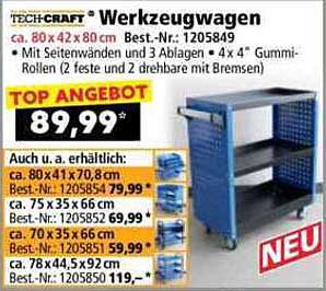 TECH-CRAFT Werkzeugwagen ca. 80 x 42 x 80 cm