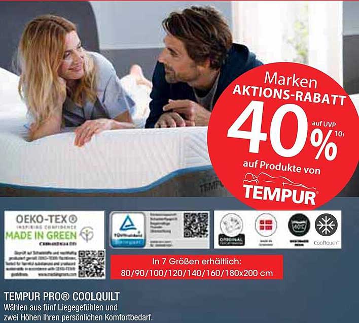 TEMPUR PRO® Coolquilt - 40% Aktions-Rabatt auf UVP