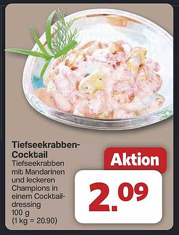 Tiefseekrabben-Cocktail mit Mandarinen und leckeren Champions im Cocktail-Dressing