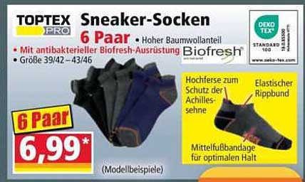 TOPTEX PRO Sneaker-Socken - 6 Paar mit Biofresh-Ausrüstung