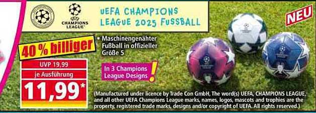 UEFA Champions League 2025 Fußball - 40% günstiger!