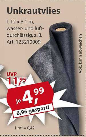Unkrautvlies L 12 x B 1 m, wasser- und luftsperrend
