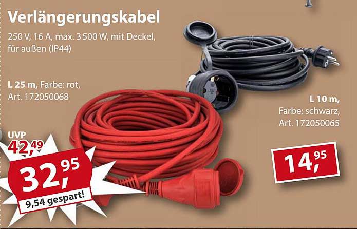 Verlängerungskabel 25 m rot oder 10 m schwarz