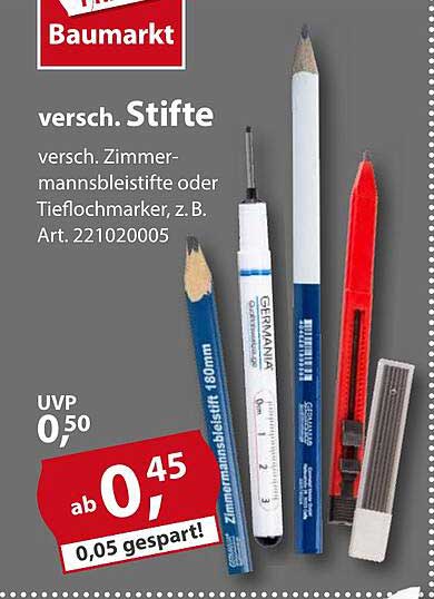 versch. Stifte – Zimmermannsbleistifte oder Tieflochmarker