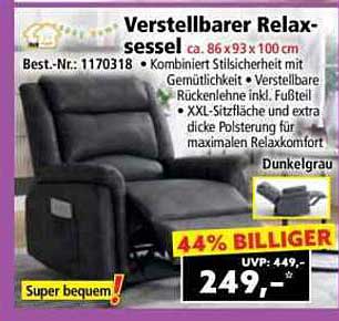 Verstellbarer Relaxsessel ca. 86x93x100 cm