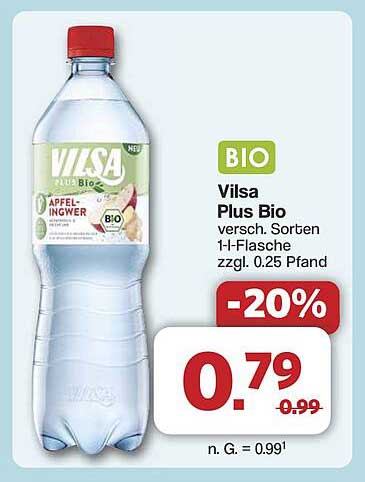 Vilsa Plus Bio Apfel-Ingwer 1-Liter-Flasche