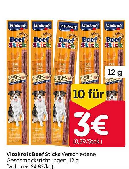 Vitakraft Beef Sticks Verschiedene Geschmacksrichtungen, 12 g