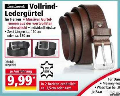 Vollrind-Ledergürtel für Herren - Massiver Gürtelriemen aus der wertvollsten Lederschicht