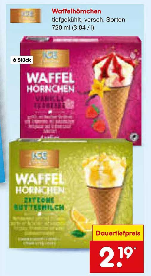 Waffelhörnchen tiefgekühlt, verschiedene Sorten 720 ml