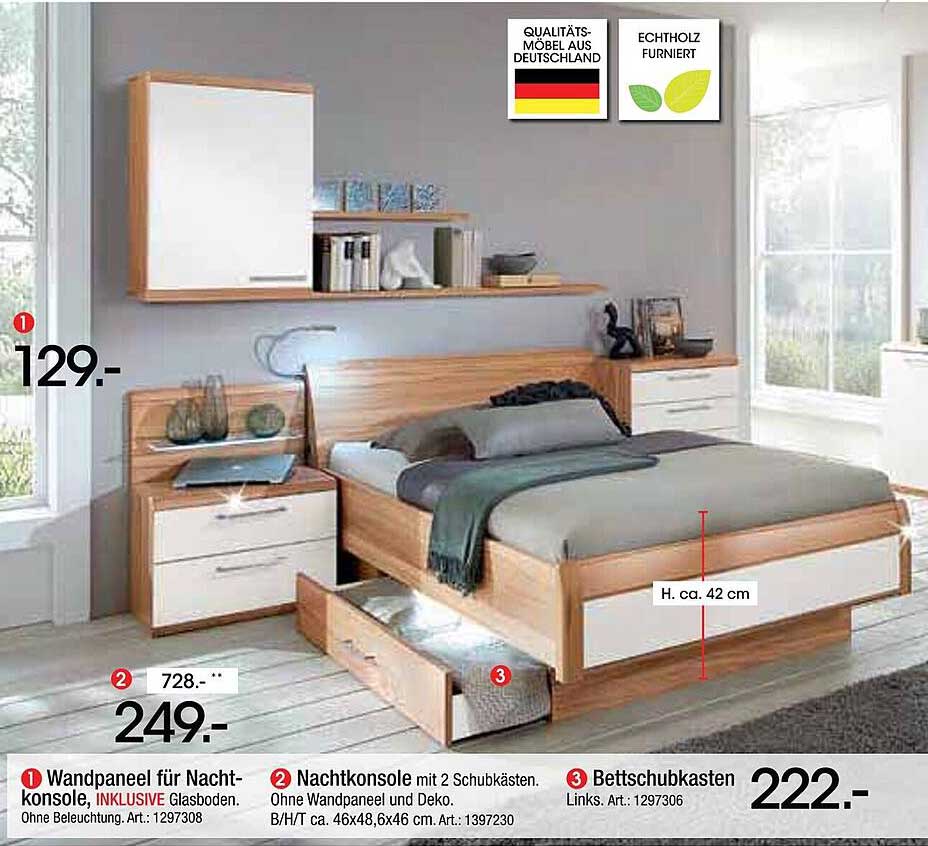 Wandpaneel für Nachtkonsole, INKLUSIVE Glasboden