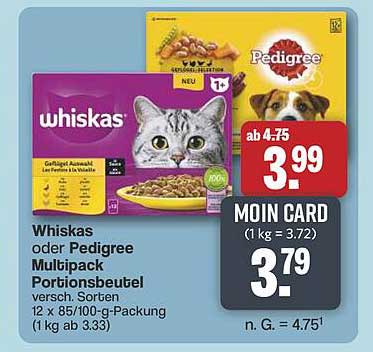 Whiskas oder Pedigree Multipack Portionsbeutel