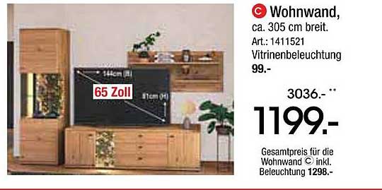 Wohnwand, ca. 305 cm breit