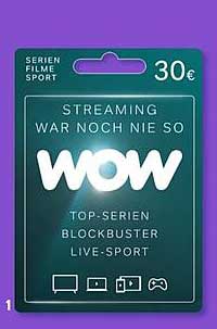 WOW Streaming-Gutschein im Wert von 30€