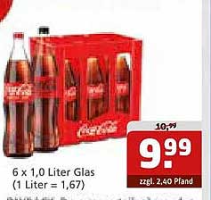 6 x 1,0 Liter Glas (L (1 Liter = 1,67)