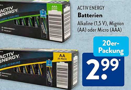 ACTIV ENERGY Batterien Alkaline (1,5 V), Mignon (AA) oder Micro (AAA)