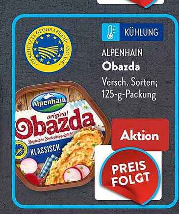 ALPENHAIN Obazda Versch. Sorten; 125-g-Packung